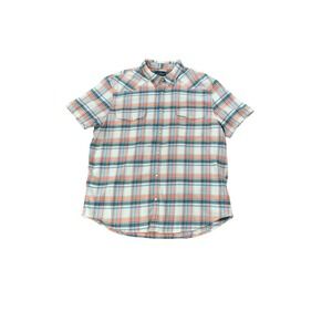 Lucky Brand Men's XL Plaid Short Sleeve Western Button Up Shirt Saturday Stretch